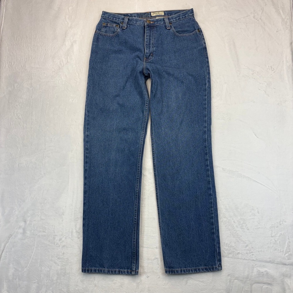 Eddie Bauer Vintage High Rise Straight Leg Blue Jeans 100% Cotton Size 10